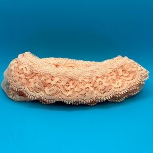 Vintage Peach Lace Trim‎ Ribbon, Floral Scalloped Edge, Sewing Craft, 3 Yards